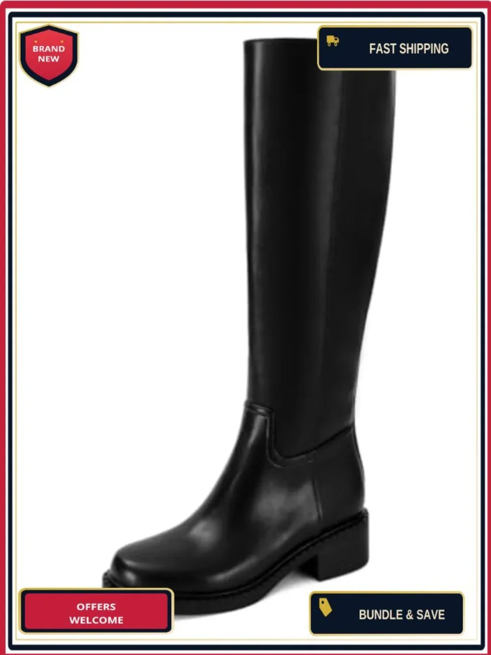 Faux Leather Knee High Boots for Women